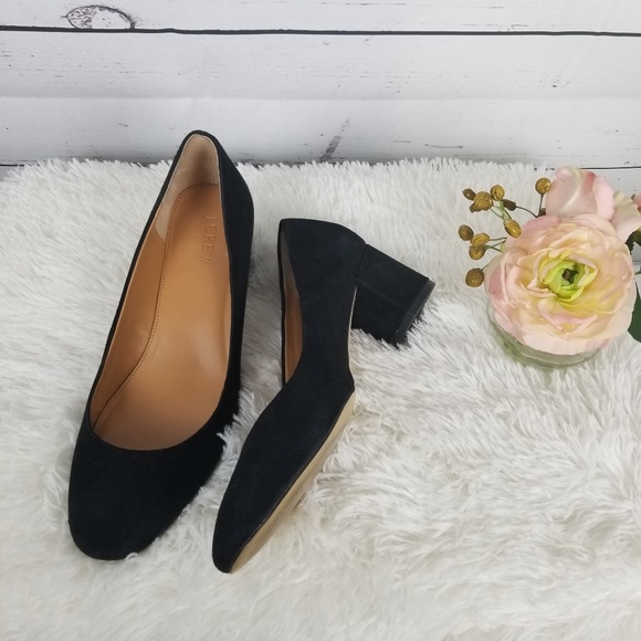 J. Crew Factory Shoes - J. Crew Chloe Black Suede Block Heel Shoes Sz 9